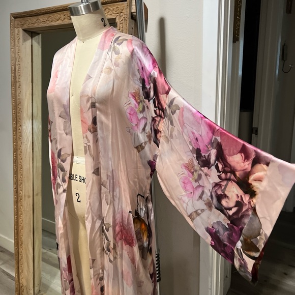 NWT Christine Lingerie Bijoux Silk Floral Maxi Robe